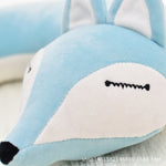 Cuscino per il collo a forma di U in peluche di cotone animale adorabile volpe per viaggi in aereo in auto, 30x30x8cm