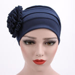 Cappello da donna con turbante a fiore laterale in tinta unita, Adjustable
