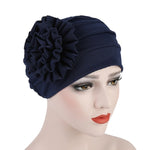 Cappello da donna con turbante a fiore laterale in tinta unita, Adjustable