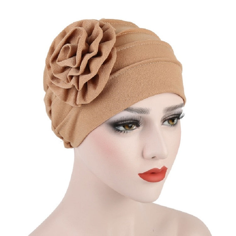 Cappello da donna con turbante a fiore laterale in tinta unita, Adjustable