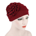 Cappello da donna con turbante a fiore laterale in tinta unita, Adjustable