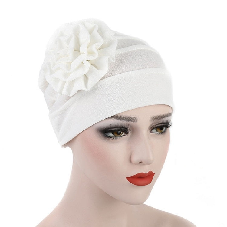 Cappello da donna con turbante a fiore laterale in tinta unita, Adjustable