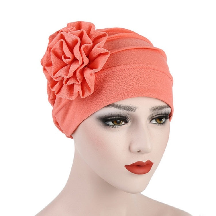 Cappello da donna con turbante a fiore laterale in tinta unita, Adjustable