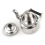 Casa delle bambole in miniatura Bollitore per tè in metallo Teiera Classica Giochi di finzione Mobili Giocattoli per accessori da cucina, Metal Tea Kettle