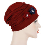 Berretto avvolgente per cappello turbante esagonale in lino con decorazione floreale da 2 pezzi