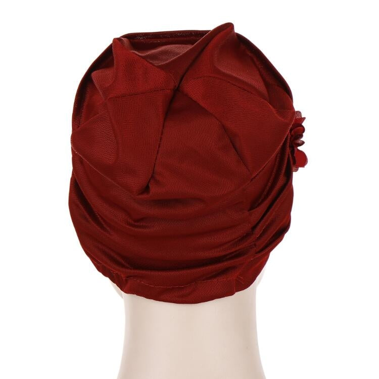 Berretto avvolgente per cappello turbante esagonale in lino con decorazione floreale da 2 pezzi