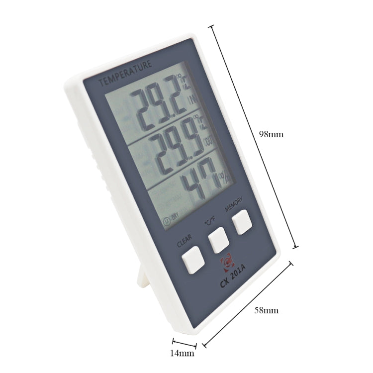 CX-201A LCD Stazione meteorologica digitale Termometro Igrometro Misuratore di umidità della temperatura per interni ed esterni con sensore di temperatura, CX-201A