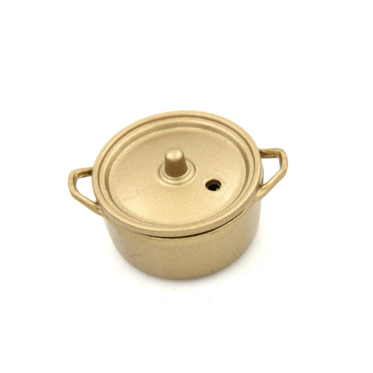 Pentola in rame in lega di utensili da cucina in miniatura per casa delle bambole con coperchio