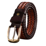 Cintura da uomo in vera pelle laccata intrecciata a mano in edizione ampia, 105cm, 100cm, 110cm, 115cm, 120cm