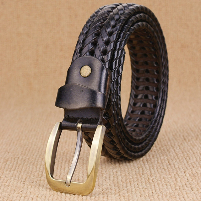 Cintura da uomo in vera pelle laccata intrecciata a mano in edizione ampia, 105cm, 100cm, 110cm, 115cm, 120cm