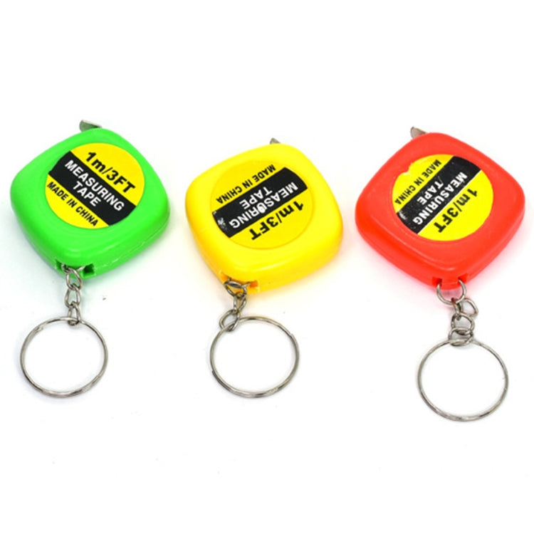Ciondolo portachiavi con metro a nastro quadrato piccolo, portatile, facile da retrarre, da 4 pezzi, Key Ring Pendant