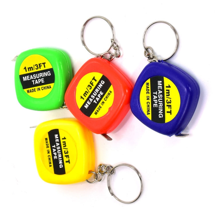Ciondolo portachiavi con metro a nastro quadrato piccolo, portatile, facile da retrarre, da 4 pezzi, Key Ring Pendant