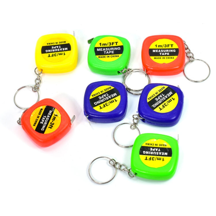 Ciondolo portachiavi con metro a nastro quadrato piccolo, portatile, facile da retrarre, da 4 pezzi, Key Ring Pendant