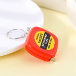 Ciondolo portachiavi con metro a nastro quadrato piccolo, portatile, facile da retrarre, da 4 pezzi, Key Ring Pendant