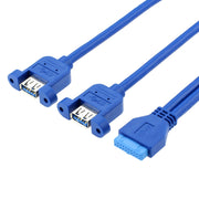 scheda madre 20p del cavo dati USB3.0 da 50 cm alla linea doppia del deflettore Usb3.0 con l'orecchio, 50cm 20Pin
