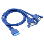 scheda madre 20p del cavo dati USB3.0 da 50 cm alla linea doppia del deflettore Usb3.0 con l'orecchio, 50cm 20Pin