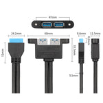 USB3.0 20P Cornice cavo Chassis PCI Bit Espansione USB3.0 Femmina Cornice a mezza altezza a tutta altezza