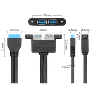USB3.0 20P Cornice cavo Chassis PCI Bit Espansione USB3.0 Femmina Cornice a mezza altezza a tutta altezza