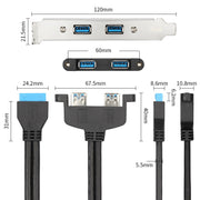 Linea di deflettori PCI posteriori USB 3.0 da 50 cm Telaio a tutta altezza fai da te con cavo di trasferimento auricolare a 20 pin