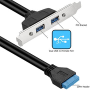 Linea di deflettori PCI posteriori USB 3.0 da 50 cm Telaio a tutta altezza fai da te con cavo di trasferimento auricolare a 20 pin