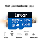 Lexar 633x 256 GB ad alta velocità Fotocamera per telefono cellulare Memoria TF Card Switch Espansione Registratore di guida Memoria dedicata Scheda di memoria flash, 256GB