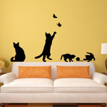 Adesivo da parete gatto che gioca a farfalla Applique decorativa staccabile Decorazione cucina camera da letto, Cat Playing Butterfly Wall Sticker