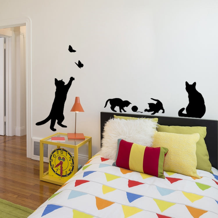 Adesivo da parete gatto che gioca a farfalla Applique decorativa staccabile Decorazione cucina camera da letto, Cat Playing Butterfly Wall Sticker