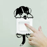 Adesivo da parete decorativo per interruttore decorativo per cuccioli di cartone animato da 4 pezzi. Adesivo impermeabile in PVC