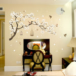 2 pezzi/set adesivi murali fai da te per decorazioni per la casa, uccelli, alberi, fiori, Tree Birds Flower