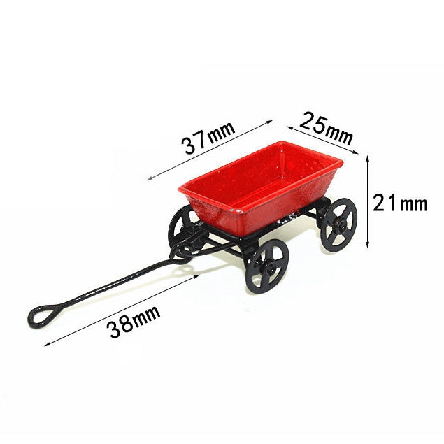 Mini carrello da traino in metallo rosso 1:12