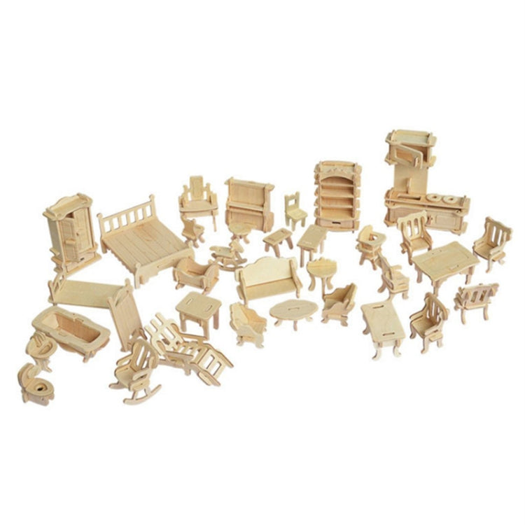 Mobili per bambole in miniatura Puzzle in legno 3D Modello architettonico fai-da-te Giocattoli per bambini Regali, 3D Wooden Puzzle