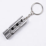 Fischietto di sopravvivenza a doppio tubo per autoprotezione in acciaio inossidabile ad alta decibel per esterni con portachiavi, Whistle (Silver), Whistle (Black), Whistle (titanium)