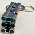 Fischietto di sopravvivenza a doppio tubo per autoprotezione in acciaio inossidabile ad alta decibel per esterni con portachiavi, Whistle (Silver), Whistle (Black), Whistle (titanium)