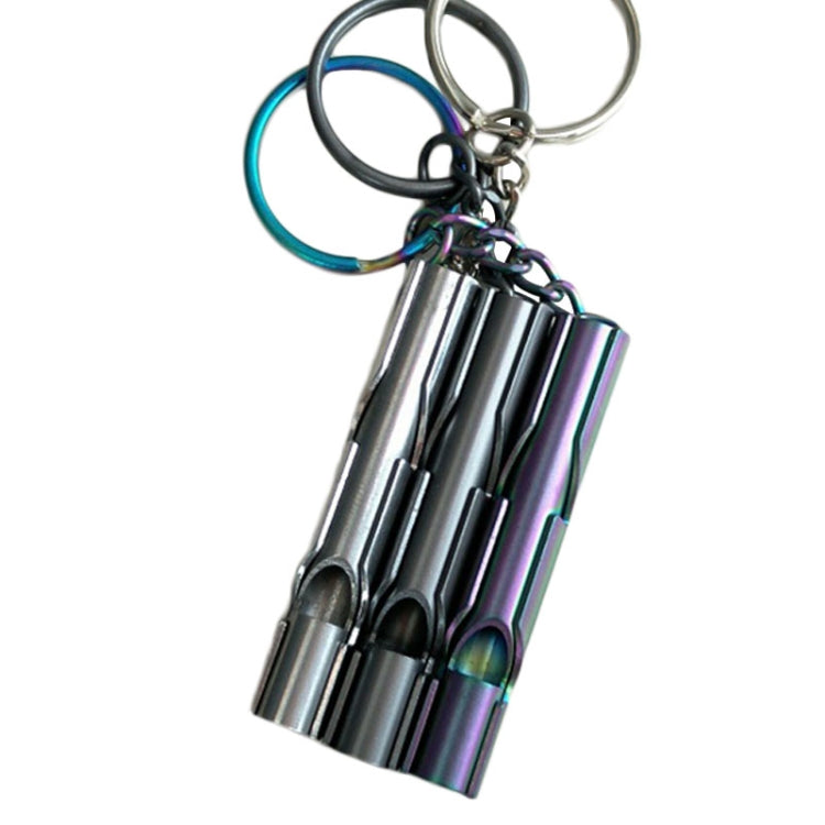 Fischietto di sopravvivenza a doppio tubo per autoprotezione in acciaio inossidabile ad alta decibel per esterni con portachiavi, Whistle (Silver), Whistle (Black), Whistle (titanium)