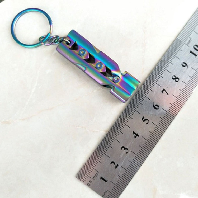 Fischietto di sopravvivenza a doppio tubo per autoprotezione in acciaio inossidabile ad alta decibel per esterni con portachiavi, Whistle (Silver), Whistle (Black), Whistle (titanium)