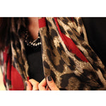Sciarpa con motivo a forma di cuore leopardato autunno e inverno Sciarpa lunga per protezione solare a doppio uso, 180 x 112cm