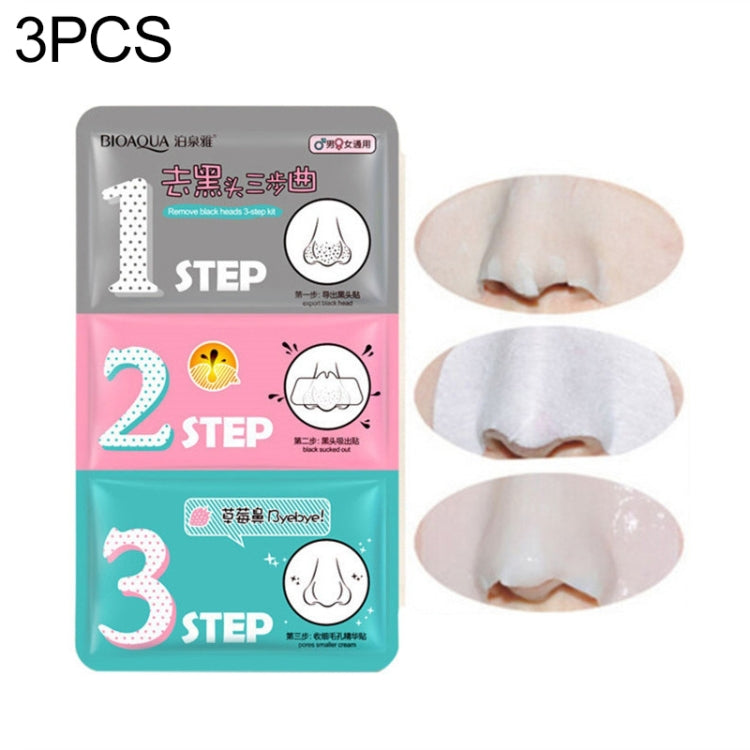 Maschera per naso di maiale di bellezza da 3 pezzi Rimuovi la pelle del kit per la rimozione dell'acne dei punti neri Cancella la pelle del kit in 3 passaggi della testa nera