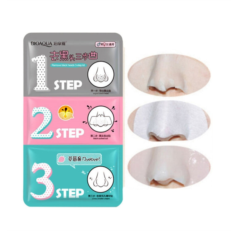 Maschera per naso di maiale di bellezza da 3 pezzi Rimuovi la pelle del kit per la rimozione dell'acne dei punti neri Cancella la pelle del kit in 3 passaggi della testa nera