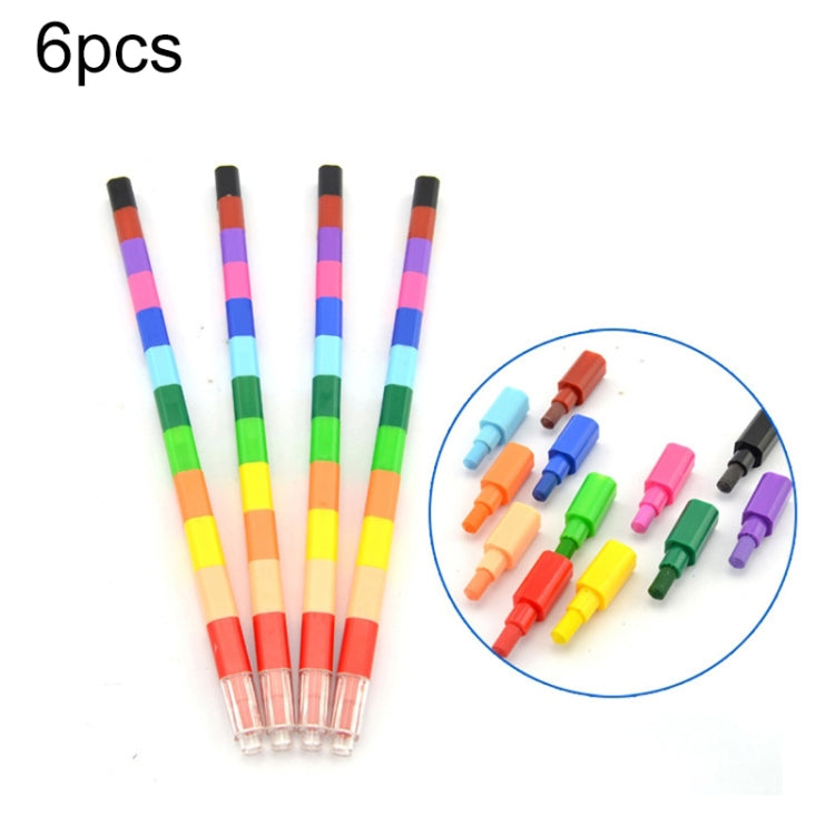 18 PCS Creativi Blocchi di Costruzione Pastelli Bambini 12 Colori Disegno Giocattoli Educativi, 6pcs 12 Colors Drawing Toys