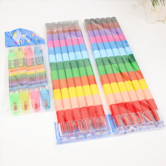 Set 18 pezzi pastelli e pennelli per bambini 12 colori