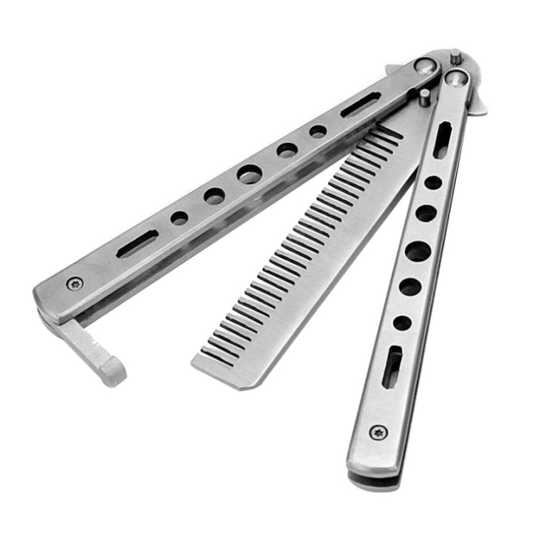 Pettine da pratica in acciaio inossidabile per salone Coltello da pratica (non tagliato) Pettine a farfalla