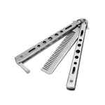 Pettine da pratica in acciaio inossidabile per salone Coltello da pratica (non tagliato) Pettine a farfalla