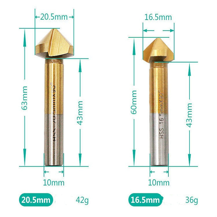6 in 1 Coltello per smussare a tre bordi da 90 gradi per la lavorazione del legno Fresa per smussare la macchina per smussare i fori, Iron Box, Plastic Bag