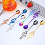 2 cucchiai creativi per note musicali, cucchiaini per mescolare il caffè, cucchiaini da regalo in acciaio inossidabile, titanio, musica da bar