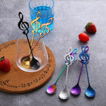 2 cucchiai creativi per note musicali, cucchiaini per mescolare il caffè, cucchiaini da regalo in acciaio inossidabile, titanio, musica da bar