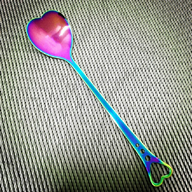 2 cucchiai in acciaio inox, cucchiaini da caffè portatili in metallo, stoviglie creative per regali per feste di matrimonio, a forma di cuore, Silver Single Hole Love, Silver Porous Love, Gold Single Hole Love, Rose Gold Porous Love, Blue Porous Love  ...
