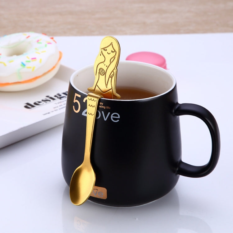 Cucchiaio da caffè creativo a forma di sirena Cucchiai con manico Posate Strumenti per bere, Black, Gold, Symphony, Rose Gold, True Color