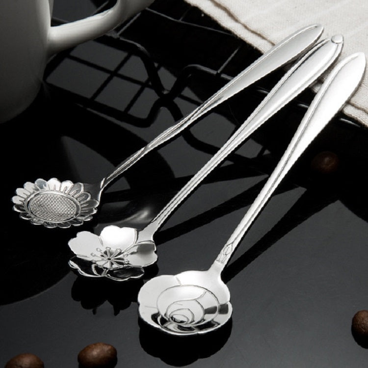 Cucchiaio per mescolare il caffè con cucchiaio creativo per fiori in acciaio inossidabile da 3 pezzi, Cherry Blossom Spoon, Rose Flower Spoon, Sun Flower Spoon, Sunflower Spoon, Pansy Flower Spoon, Bellflower Spoon, Plum Flower Spoon, Cosmos Flower Spoon
