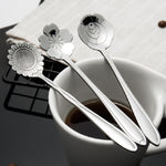 Cucchiaio per mescolare il caffè con cucchiaio creativo per fiori in acciaio inossidabile da 3 pezzi, Cherry Blossom Spoon, Rose Flower Spoon, Sun Flower Spoon, Sunflower Spoon, Pansy Flower Spoon, Bellflower Spoon, Plum Flower Spoon, Cosmos Flower Spoon
