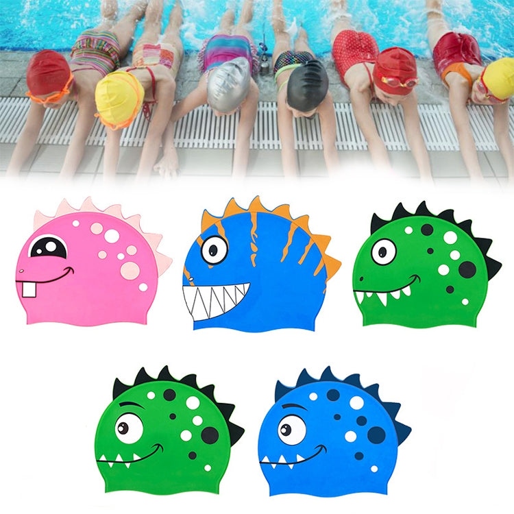 Cuffia da nuoto in silicone confortevole per dinosauro cartone animato per bambini, Children Swimming Cap(Blue1), Children Swimming Cap(Blue2), Children Swimming Cap(Green1), Children Swimming Cap(Green2), Children Swimming Cap(Pink)